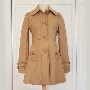 Anthropologie Tulle Camel Wool Day Coat